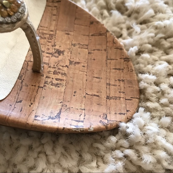 Sequined Gold Cork Wedges - Picture 4 of 4